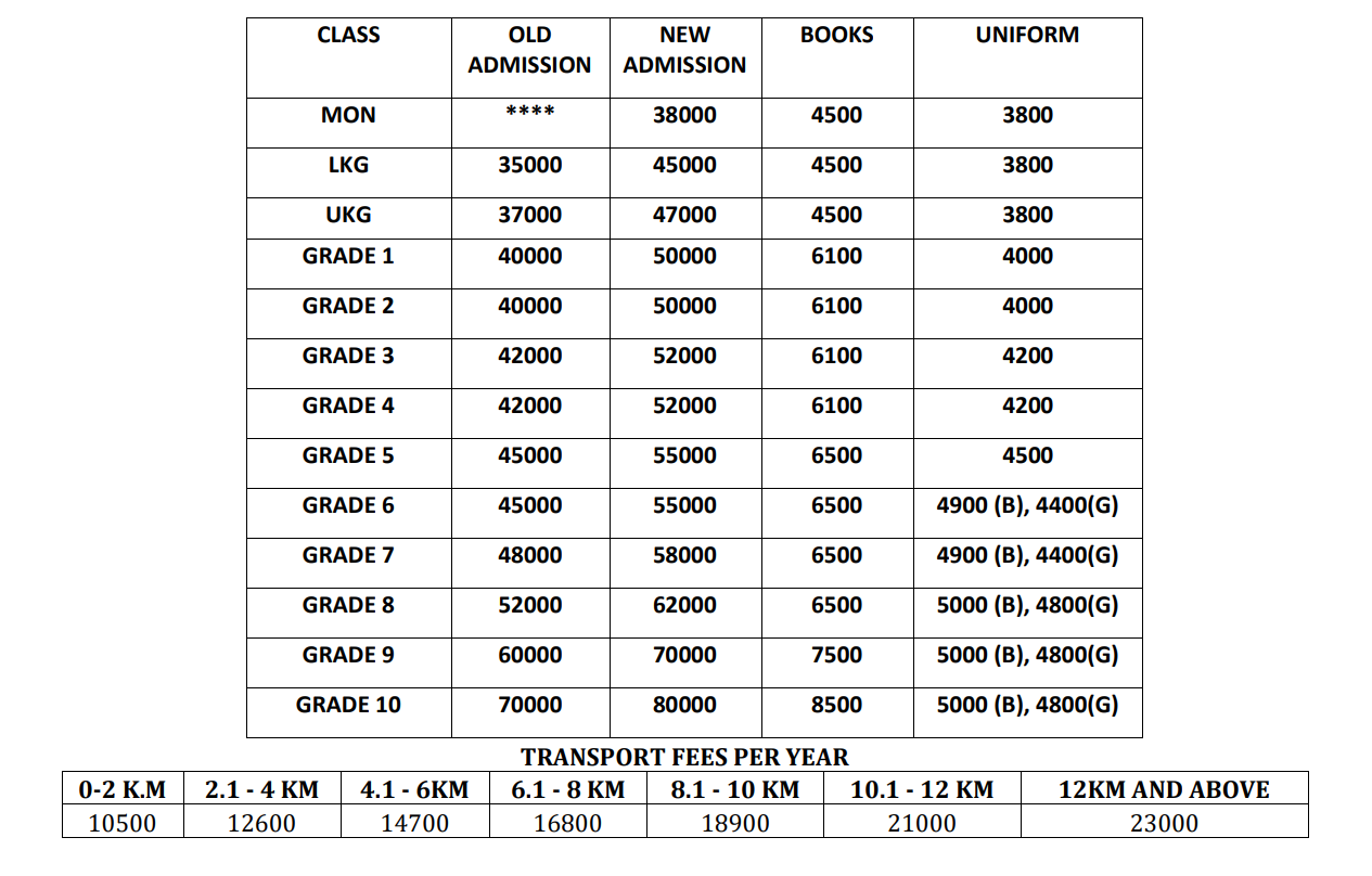 vr international school doddaballapur fees structure
