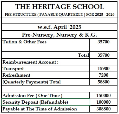 the heritage school kolkata fees