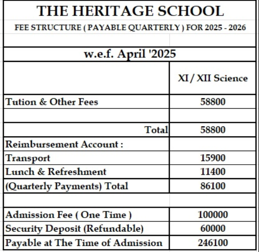 the heritage school kolkata fees