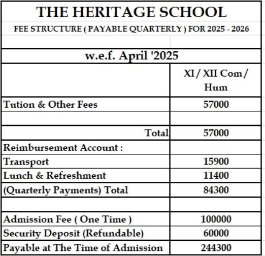 the heritage school kolkata fees